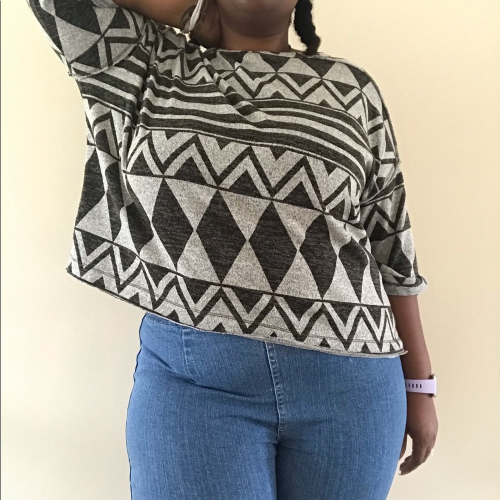 Aztec Printed Poncho Sweater